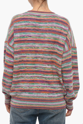 Crew Neck Striped Cashmere Blend Sweater