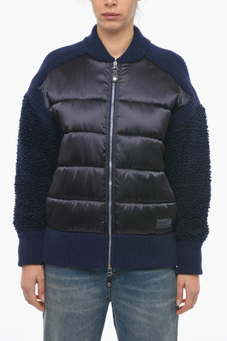 Wool Kint Bomber With Quilted Detail