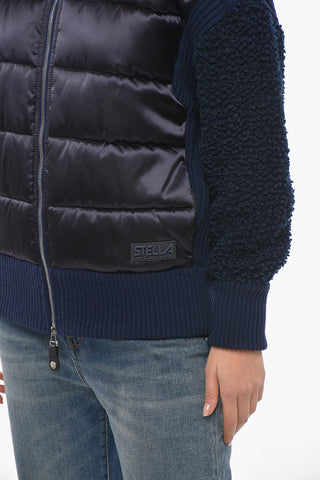 Wool Kint Bomber With Quilted Detail