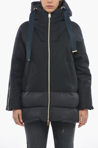 Piumino In Lana Con Cappuccio E Chiusura Zip