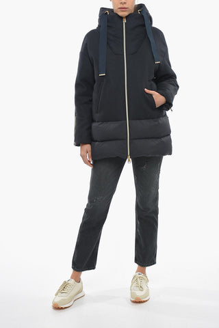 Piumino In Lana Con Cappuccio E Chiusura Zip