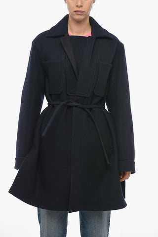 Utility Wool Coat with Hidden Closure