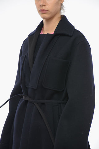 Utility Wool Coat with Hidden Closure