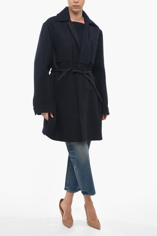 Utility Wool Coat with Hidden Closure