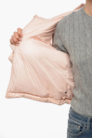 Piumino Crop in Nylon Lucido con Monogram in Rilievo