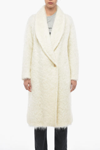 Wool Blend Eyelash Double Breasted Coat