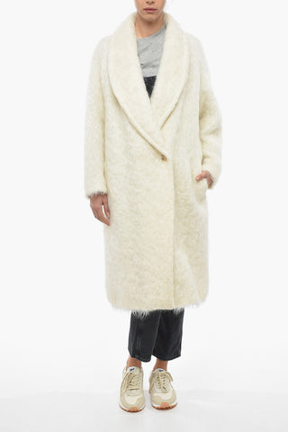 Wool Blend Eyelash Double Breasted Coat