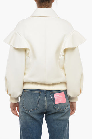 Bomber In Lana Con Volant Sulle Spalle