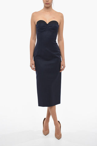 Strapless FLIPPER Pinstriped Sheath Dress with Heart-shaped Bustier