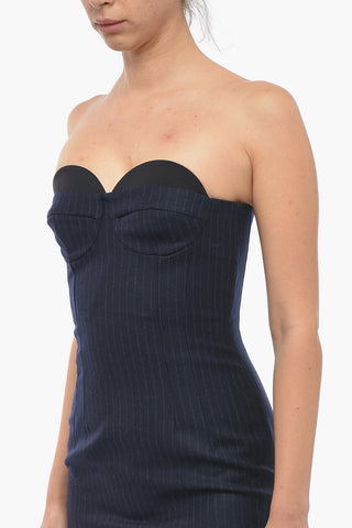 Strapless FLIPPER Pinstriped Sheath Dress with Heart-shaped Bustier