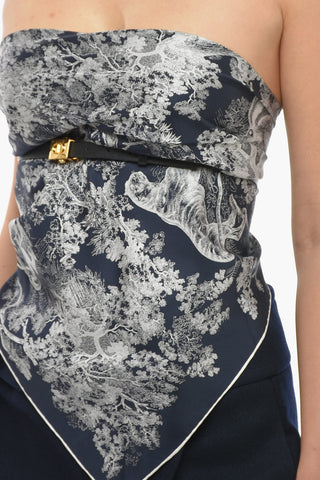 Strapless Silk Top with Belt