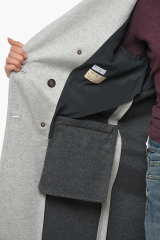 Wool Double Breasted Coat with Peak Lapel