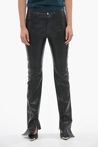 Asymmetric Hem Slim Fit FERN Leather Pants