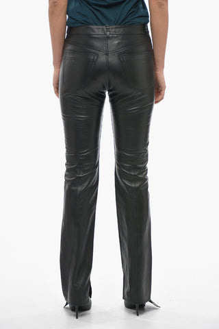 Asymmetric Hem Slim Fit FERN Leather Pants