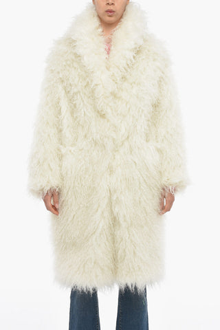 Solid Color Faux Fur Open-Front Coat