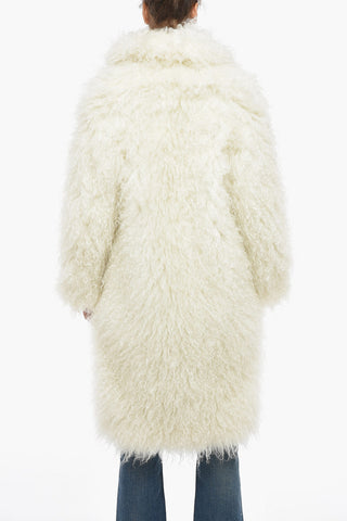 Solid Color Faux Fur Open-Front Coat