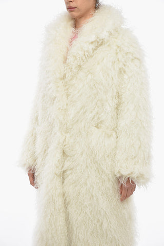 Solid Color Faux Fur Open-Front Coat