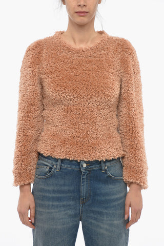 Elastischer Teddy-Rundhalspullover
