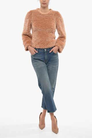 Elastischer Teddy-Rundhalspullover