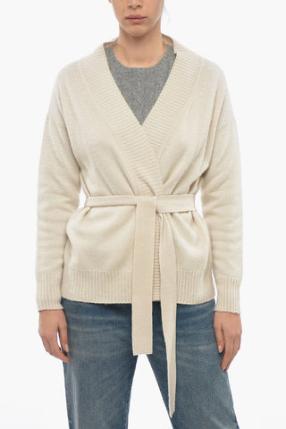 Cardigan In Lana Con Cintura