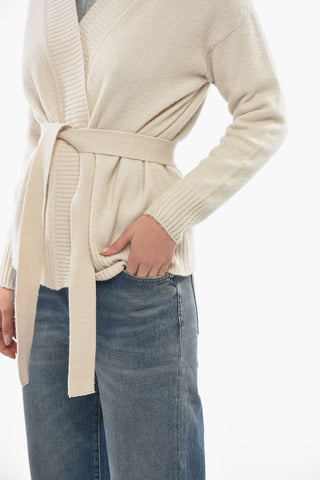 Cardigan In Lana Con Cintura