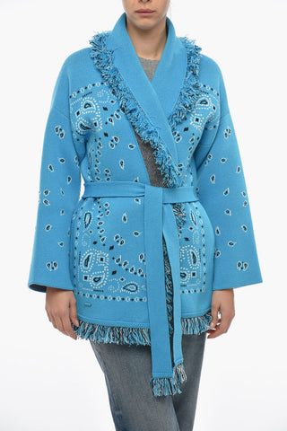 Belted BANDANA Cashmere Cardigan with Paisley Motif