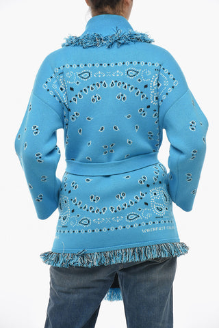 Belted BANDANA Cashmere Cardigan with Paisley Motif