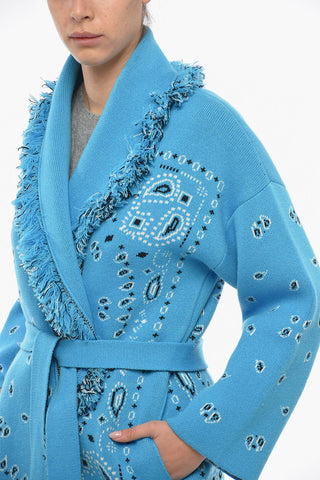Belted BANDANA Cashmere Cardigan with Paisley Motif
