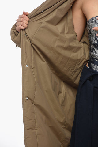 Belted Padded Parka With Removable Faux-Fur Collar