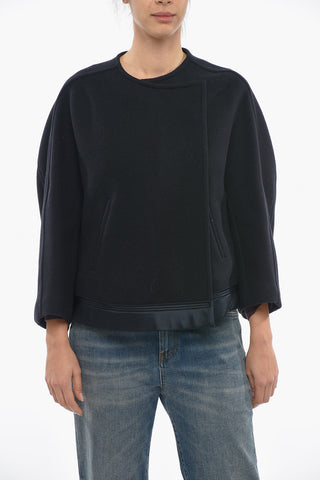 Double Breasted Boxy Fit Wool Cropped Peacoat