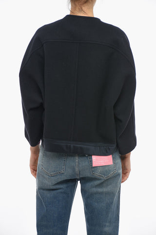 Double Breasted Boxy Fit Wool Cropped Peacoat