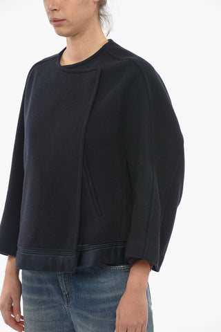 Double Breasted Boxy Fit Wool Cropped Peacoat