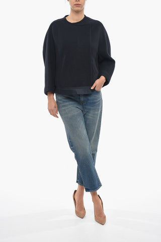 Double Breasted Boxy Fit Wool Cropped Peacoat