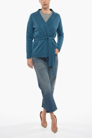 Cardigan In Lana Con Cintura