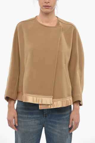 Double Breasted Boxy Fit Wool Cropped Peacoat