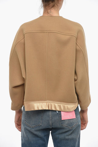Double Breasted Boxy Fit Wool Cropped Peacoat
