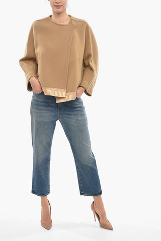 Double Breasted Boxy Fit Wool Cropped Peacoat