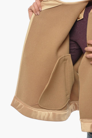 Double Breasted Boxy Fit Wool Cropped Peacoat
