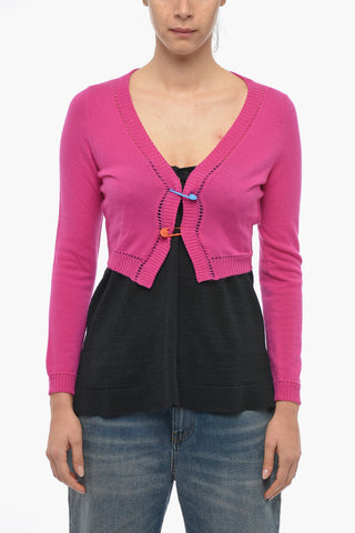 Cashmere Cropped Fit Cardigan with Brooches
