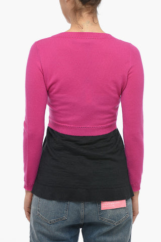Cashmere Cropped Fit Cardigan with Brooches