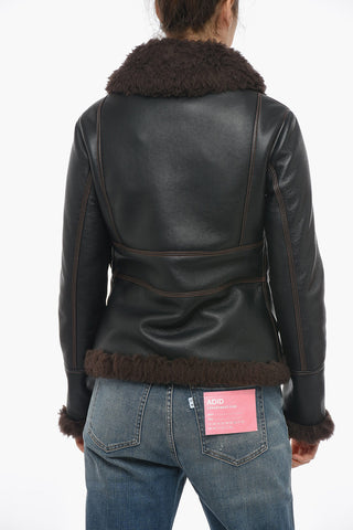 Vegan Leather Aviator Jacket With Contrasting Seams