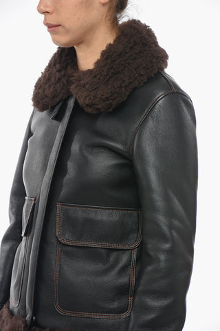 Vegan Leather Aviator Jacket With Contrasting Seams