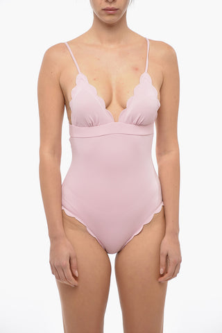 Solid Color SANTA CLARA One-Piece Swimsuit with Scalloped Edge
