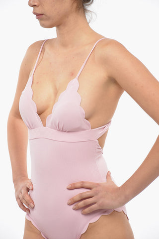 Solid Color SANTA CLARA One-Piece Swimsuit with Scalloped Edge