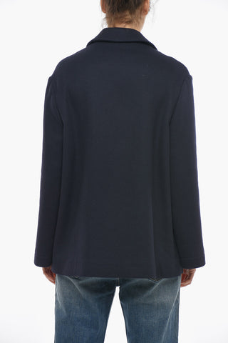 Wool Double Breasted Coat With Patch Pocket