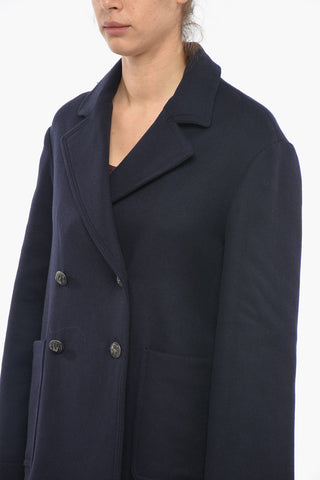 Wool Double Breasted Coat With Patch Pocket