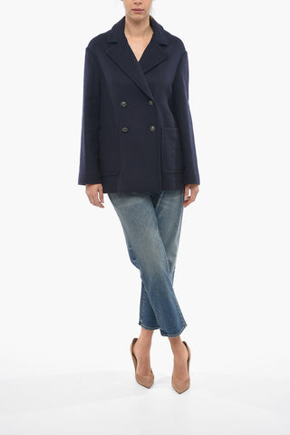 Wool Double Breasted Coat With Patch Pocket
