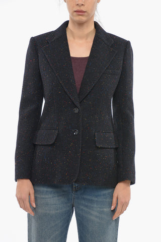 Single Breasted  Wool Blend Blazer Coat With Flap Pockets