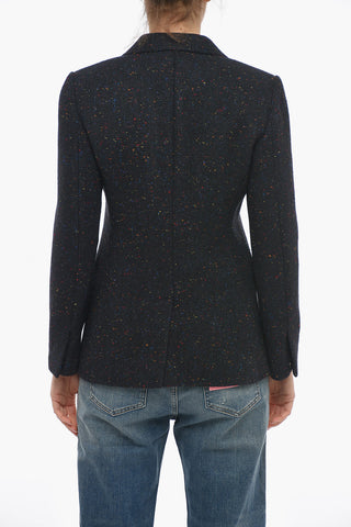 Single Breasted  Wool Blend Blazer Coat With Flap Pockets