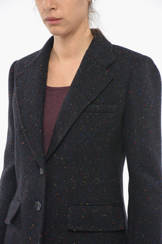 Single Breasted  Wool Blend Blazer Coat With Flap Pockets
